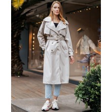 Moda Kemerli Uzun Trençkot