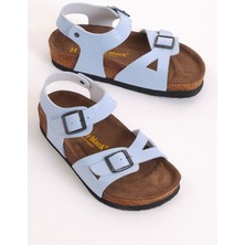 Tonny Black Çocuk Unisex Bebe Mavisi Rahat Kalıp Poli Taban Çift Tokalı Sandalet