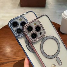 Alstrap Apple iPhone 11 Uyumlu Simli Kamera Korumalı Magsafe Özellikli Toz Korumalı Silikon Kılıf