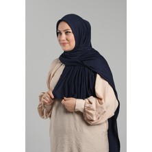 Lacivert Pratik Hazır Geçmeli Şal Viskon Önü Süngerli Penye Şal 2202_02