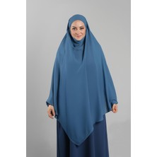 Bebe Mavisi Pratik Hazır Geçmeli Tesettür Eşarp Krep Bağcıklı Sufle Hijab 2313_11