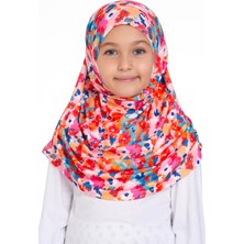 Pembe Pratik Hazır Geçmeli Genç Tesettür Bone Jakar Desenli Pileli Kendinden Boneli 2407_04