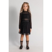 Tamamı Taşlı Tül Alt-Üst 2'li Etekli Özel Gün Kostüm Kız Çocuk Takım