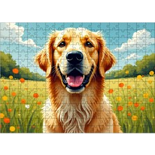 Ahşap Mdf Puzzle Yapboz Çayırda Mutlu Golden Köpek 255 Parça 35*50 cm