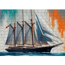 Ahşap Mdf Puzzle Yapboz Ahşap Yelkenli Gemi Çizimi 255 Parça 35*50 cm