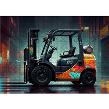 Ahşap Mdf Puzzle Yapboz Forklift Makinesi Çizimi 255 Parça 35*50 cm