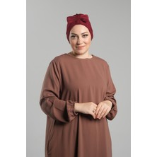 Bordo Pratik Hazır Geçmeli Fiyonklu Bone Sandy Çift Taraflı Çapraz 3007B_16