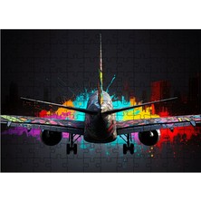 Ahşap Mdf Puzzle Yapboz Neon Işıklı Uçak Kalkışı 120 Parça 25*35 cm