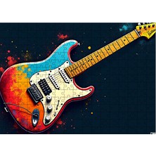 Ahşap Mdf Puzzle Yapboz Renkli Elektro Gitar Çizimi 255 Parça 35*50 cm