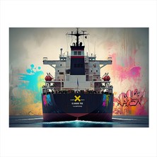 Tablomega Konteyner Gemisi Limanda Art Mdf Poster 18CM x 27CM