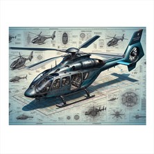 Tablomega Teknik Helikopter Tasarımı Mdf Poster 18CM x 27CM