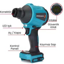 İdeacorp Alman Teknoloji 798VF 25 Ah Çift Kompresörlü 7 Pcs Hava Üfleme /e mme Lastik Şişirme Makinesi