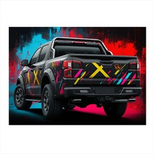 Neon Işıklı Kamyonet Tasarımı Art Mdf Poster 35CM X50CM