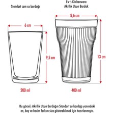 Akrilik Mürdüm 6'lı Uzun Bardak - Su Meşrubat Bardağı 400 ml - Cam Değildir