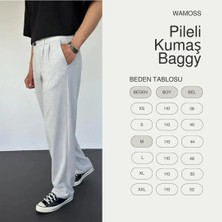 Wamoss 2025 Vintage Baggy Pileli Kumaş Pantolon