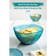 Depa Akrilik Barok Aquamarin Orta Boy Kare Meyve & Salata Kasesi & Karıştırma Kabı / 1,5 Lt  (Cam Değildir)