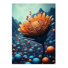 Tablomega Renkli Çiçek Küresi Dekoratif Ahşap Tablo 35CM X50CM