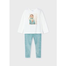 Kız Çocuk Kadife Tayt Takım Yeşil