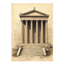 Tablomega Antik Tapınak Hediyelik Ahşap Tablo 18CM x 27CM