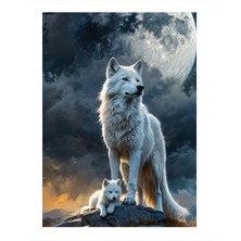 Ay Işığında Kurt Modern Mdf Tablo 18CM x 27CM