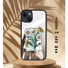 Asya Case Iphone 15 Pro Max Aynalı Papatya Baskılı Telefon Kılıfı