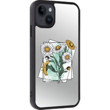 Asya Case Iphone 15 Pro Max Aynalı Papatya Baskılı Telefon Kılıfı