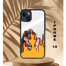 Asya Case Iphone 13 Aynalı Alev Baskılı Telefon Kılıfı