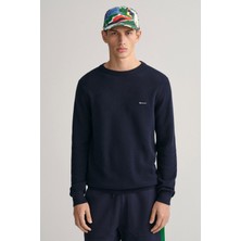 Gant Erkek Regular Fit Bisiklet Yaka Logolu Kazak - Lacivert