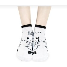 Sarı Butik Renkli Kedi Desenli Ultra Soft Lastikli 5'li Çorap Seti