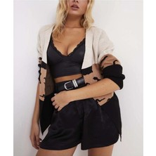 Kadın Bloklu Ortası Desenli Gri Hırka