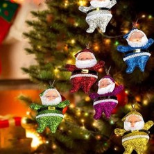 Renkli Çam Ağacı Süsleri Noel Baba 6 Parça 4 cm Parti Dükkanım Eğlenceli Dekorasyon