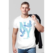 Rock&Roll Ny Güvercinleri Beyaz Erkek Tişört