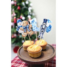 Pekshop Bleu Blanch Yılbaşı Kürdan Süsleri Yılbaşı Sofrası Süsleri Bleu Blanch Konsept 10LU Paket