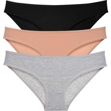 Royaleks 3 Adet Süper Eko Set Likralı Kadın Slip Külot Siyah Ten Gri