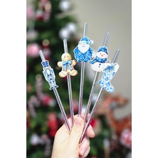 Pekshop Bleu Blanch Temalı Kurşun Asker Noel Baba Kardan Adam Süslü Pipetler 10LU Pipet Paketi