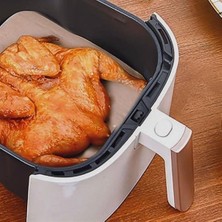 Linual 100 Adet Air Fryer Pişirme Kağıdı Tek Kullanımlık Yağ Su Geçirmez Yapışmaz Deliksiz Düz Kare Model