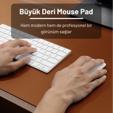 Black Deer Kahverengi PU Deri Mouse Pad Dikişli Kenar  Çift Yönlü Masa Matı Sümen 70X30 L