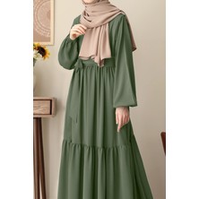 Ande Tesettür Seyyale Elbise - Çağla yeşil