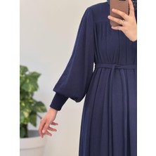 Ande Tesettür Ece Triko Elbise - Lacivert