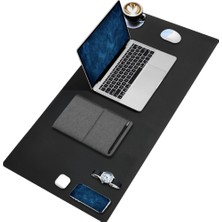 Black Deer PU Deri Mouse Pad Dikişli Kenar Büyük Boy Pürüzsüz Yüzey Çift Yönlü Kullanım Masa Matı Sümen 90X40 cm