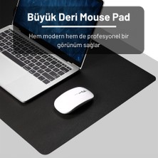 Black Deer PU Deri Mouse Pad Dikişli Kenar Büyük Boy Pürüzsüz Yüzey Çift Yönlü Kullanım Masa Matı Sümen 90X40 cm