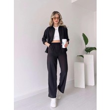 Kadın Keten Takım - Siyah