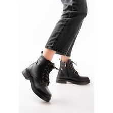 Arda Siyah Galata Bağcıklı Fermuarlı Günlük Kadın Bot Bayan Bot