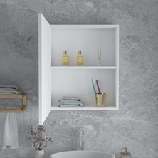 Nossa 60'lık Lavabo Üstü Tek Kapaklı Aynalı Banyo Dolabı, Aynalı Dolap, Çok Amaçlı Dolap