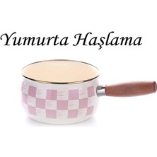 Damalı Emaye Sos Tavası PEMBE14 cm Yumurta Haşlama