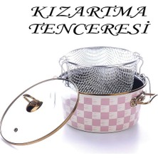 By Hanedan Dama Desen Emaye Kızartma Tenceresi 22 cm Pembe