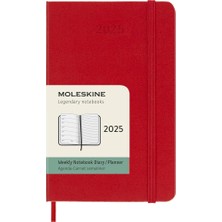 Moleskine 12 Ay Haftalık Ajanda Cep Boy 9X14 cm Sert Kapak Kızıl Kırmızı