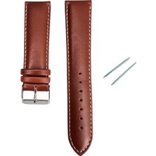 RC3001W Records Deri Kayış - Taba-Beyaz Dikiş - 22MM