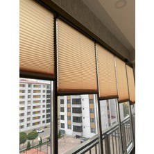 Plise Perde (Kolay Yapışkanlı  Montaj) Katlanabilir Cam Balkon Perdesi -Ofis-Ev Perdesi