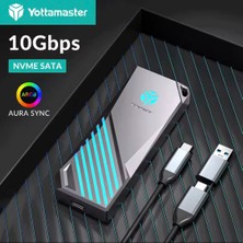 Yottamaster M.2 Nvme Sata Ssd Kutusu 2230/2242/2262/.2280 Çift Protokol 10Gbps Nvme PcıLe 5Gbps Sata Ngff Kutusu